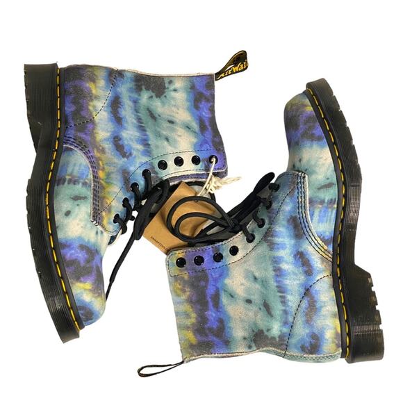 NWT Dr. Martens RARE Blue 8 - 1460 Pascal Summer Tie Dye Leather Lace Up Boots - Picture 2 of 12